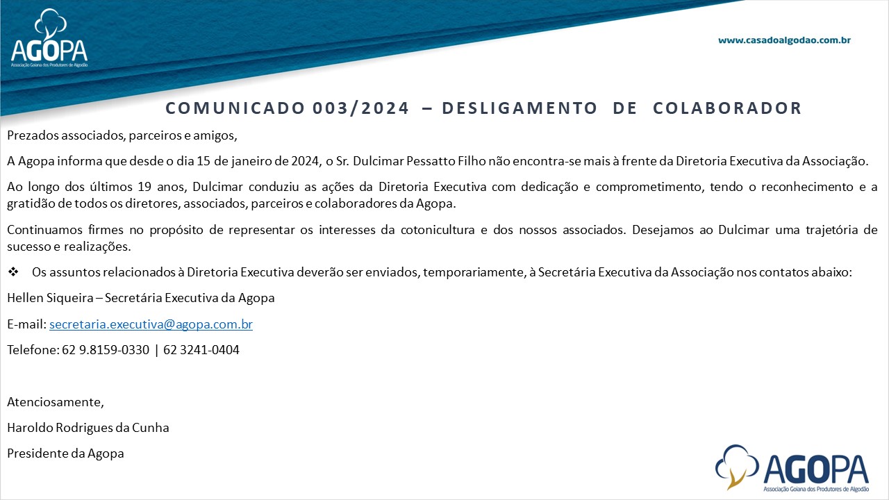 COMUNICADO DESLIGAMENTO DULCIMAR